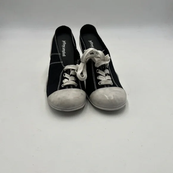 Jeffrey Campbell Black and White Sneaker-Inspired Heels - Picture 2 of 9